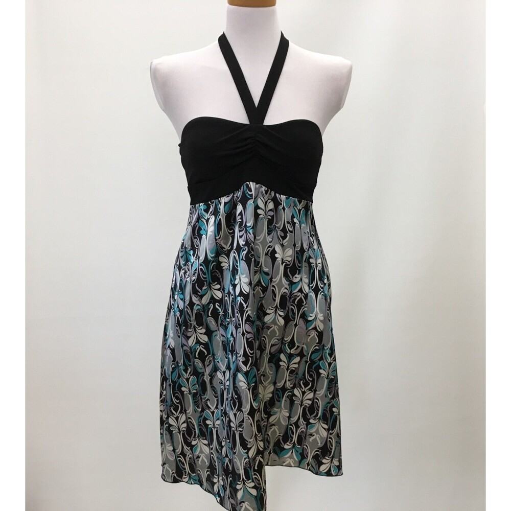 Intrigue Women's Dress Size 6 Black Gray Purple White Blue‎ Aqua Halter NWT
